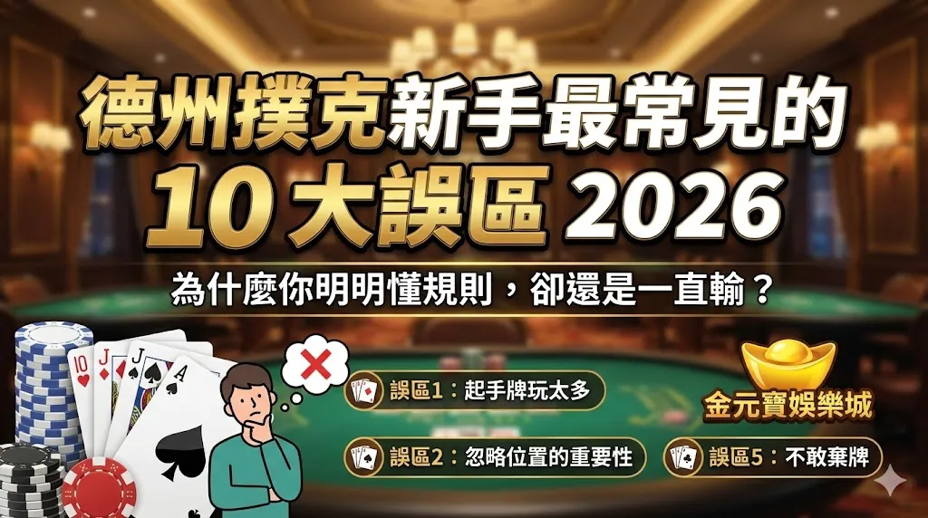 德州撲克新手最常見的 10 大誤區 2026：為什麼你明明懂規則，卻還是一直輸？