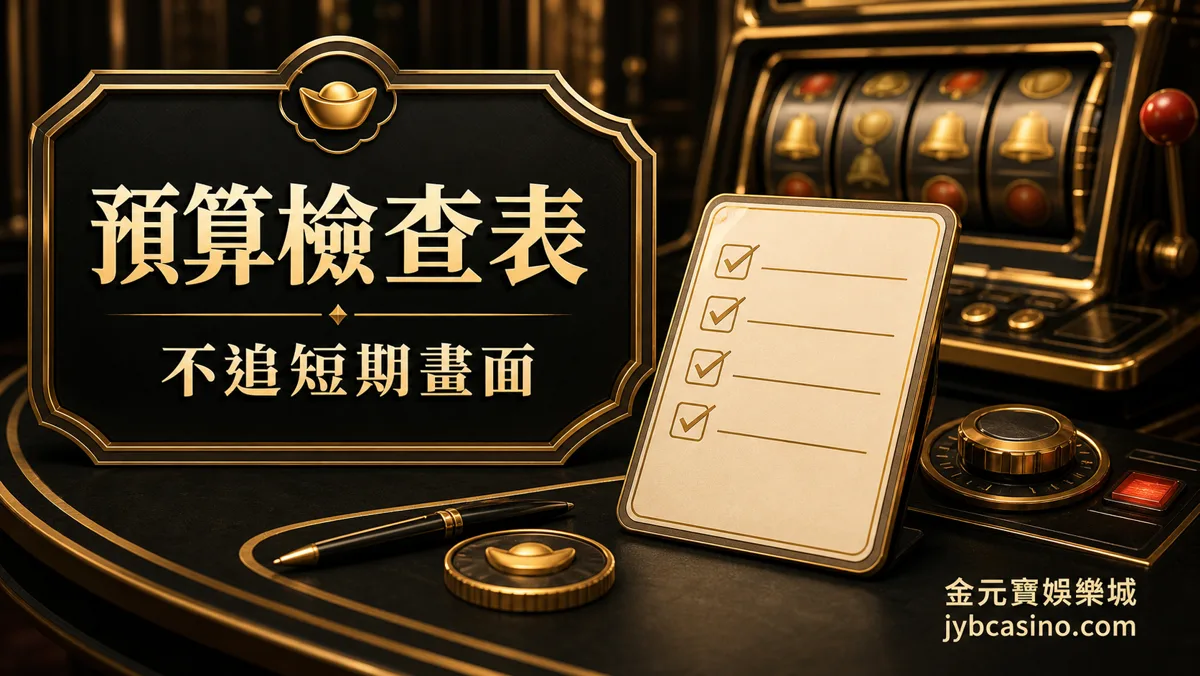 金元寶娛樂城 RSG 預算檢查表，呈現低波動、中波動、高波動機台的遊玩節奏