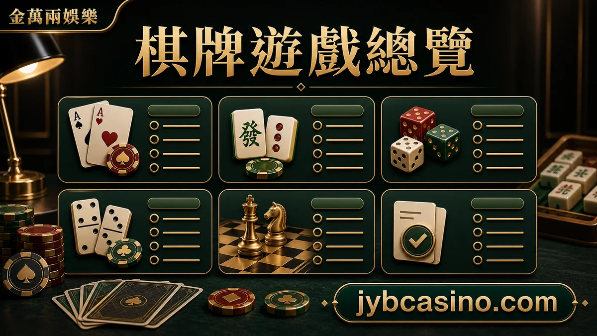 金萬兩娛樂 棋牌遊戲總覽，棋牌遊戲分類與選擇方向的文章插圖。