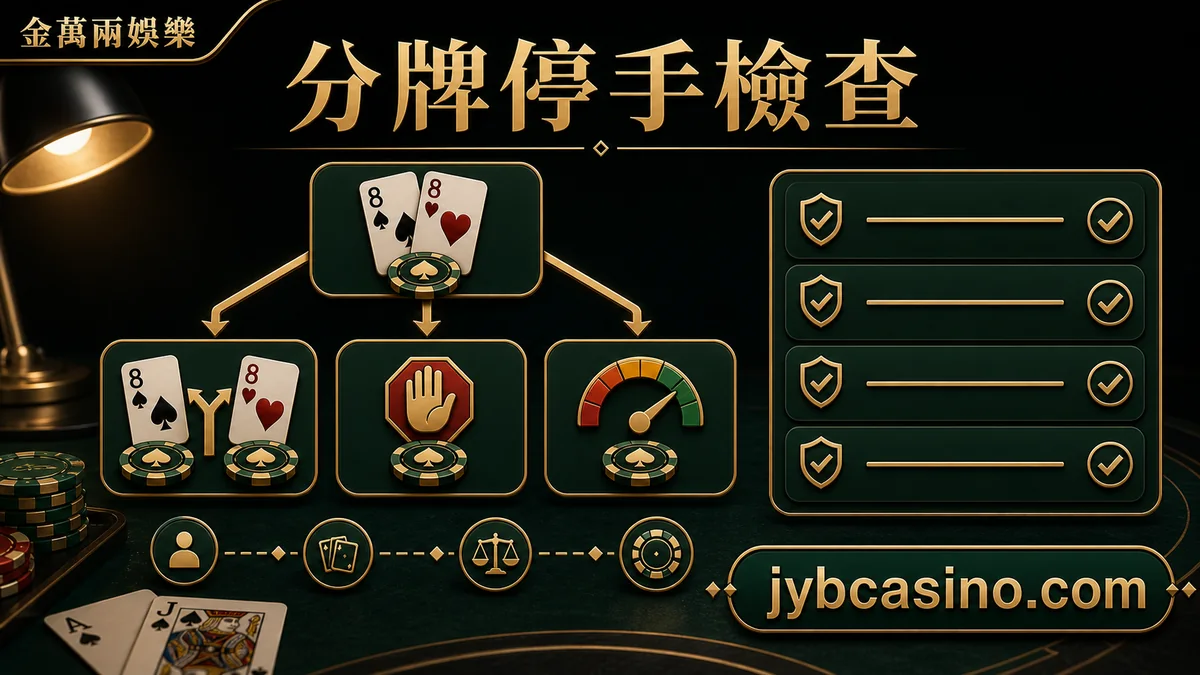 金萬兩娛樂 分牌停手檢查，分牌、加倍與停手檢查的文章插圖。