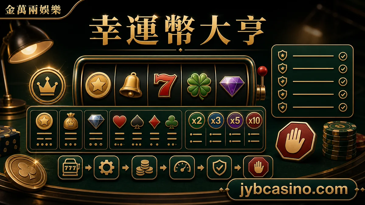 金萬兩娛樂 幸運幣大亨，遊戲符號、倍數與特色元素的文章插圖。